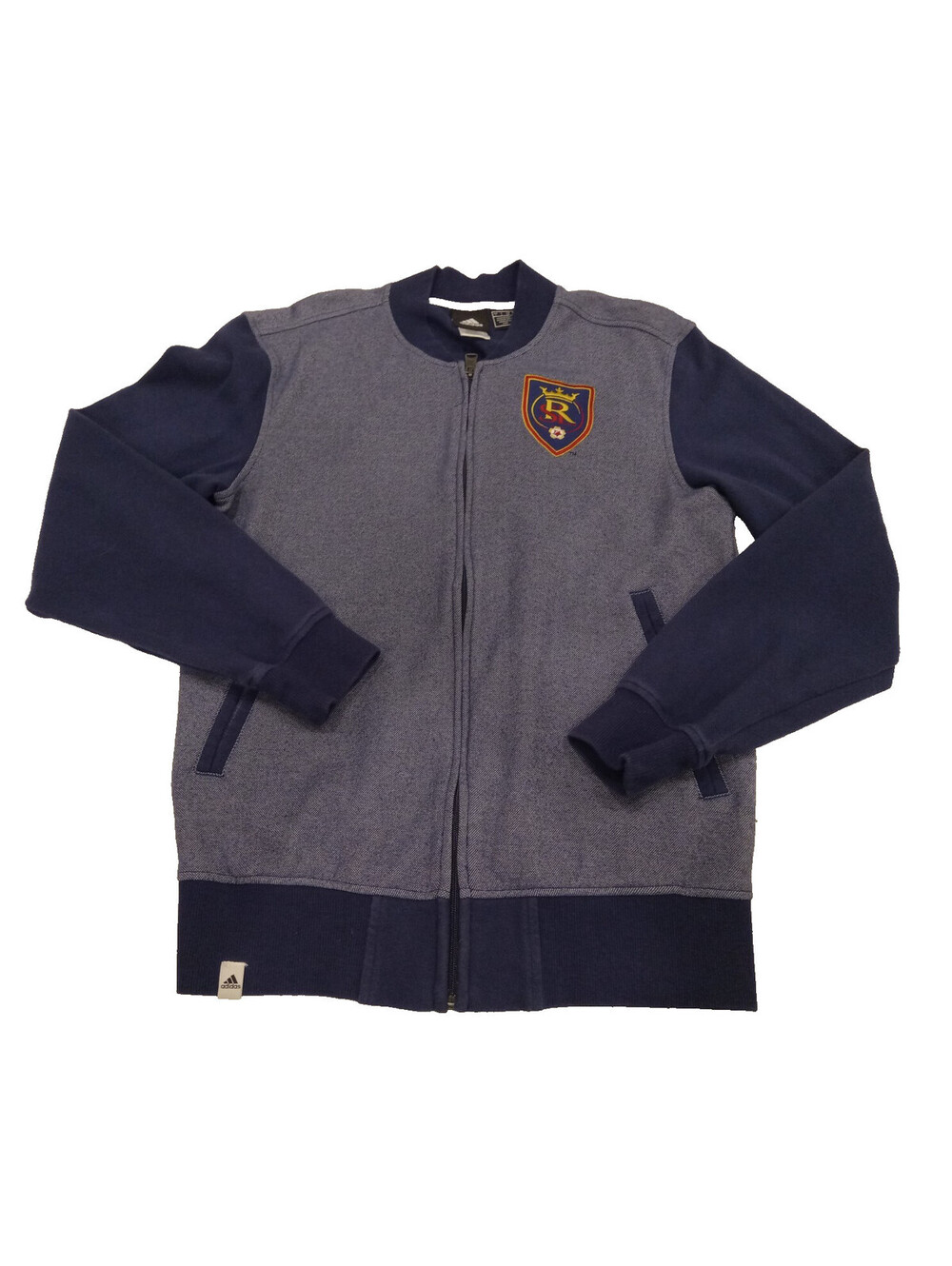 Adidas Real Salt Lake Jacket Mens Small Navy Blue Heathered Grey Retro Track S